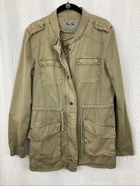 Per Se Womens Olive Green Utility Field Jacket Size Medium